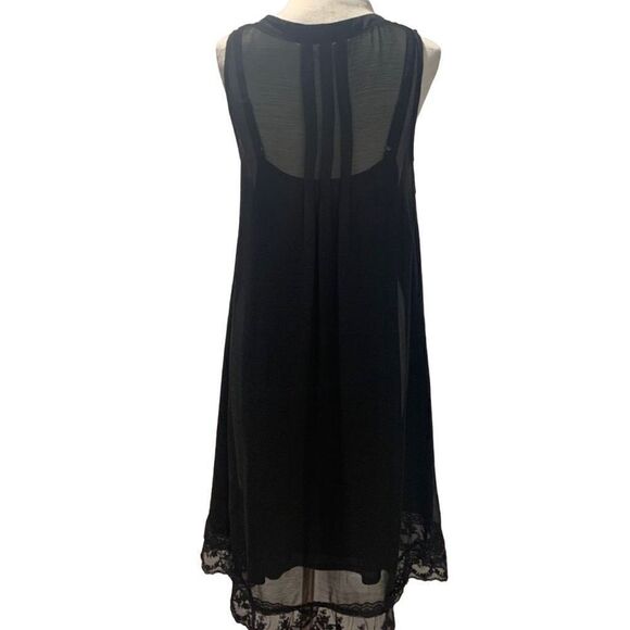 Staring at Stars Black Lace Pleated tunic dress sheer underlay adjustable straps - Picture 8 of 16